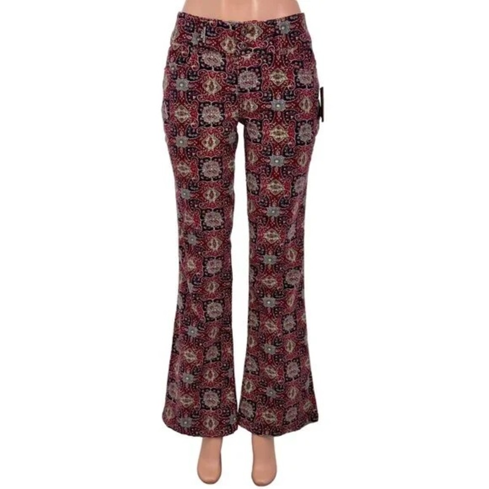 Tommy Hilfiger 11 Vintage Y2K Corduroy Multicolor Patterned Flare Pants Paisley - Picture 4 of 15